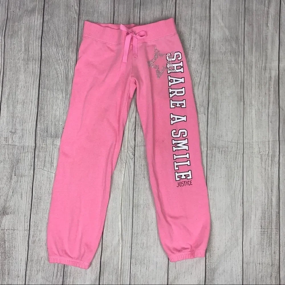Justice pink sweatpants w/rhinestones size 10 girl